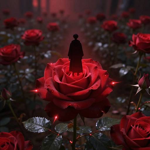 Enchanted Scarlet Rosebush with Shadow Priest