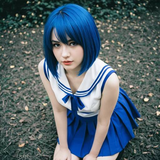 Realistic Uta Cosplay with Blue Hair