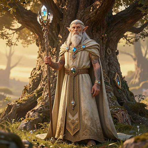 Stoic Elder Elf with Ceremonial Robes