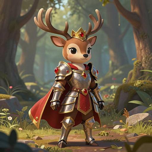 Anthropomorphic Deer Paladin Princess in Armor