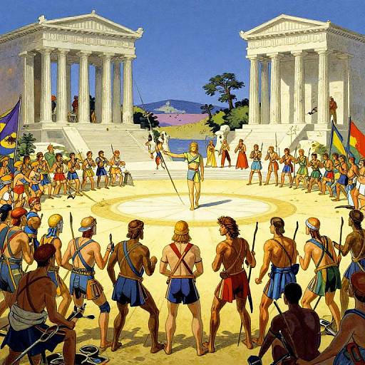 Cyberpunk Greek Panathenaic Ritual