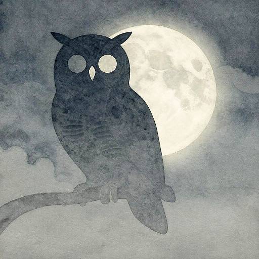 Moonlit Owl Silhouette Watercolor