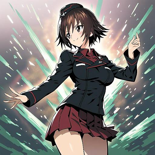 Illustration of Hida ema, girls und panzer in the style of Fbc