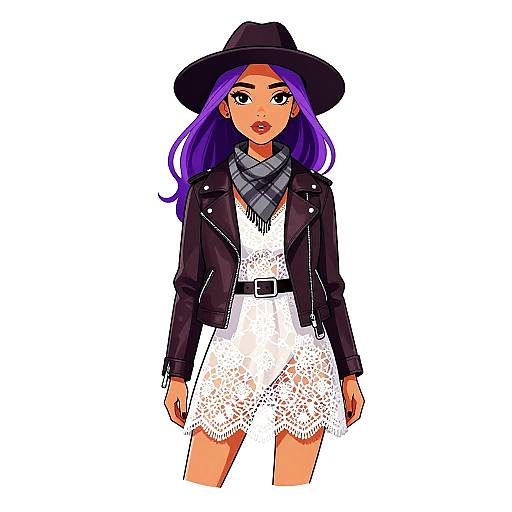 Boho-Chic Woman in Moto Jacket