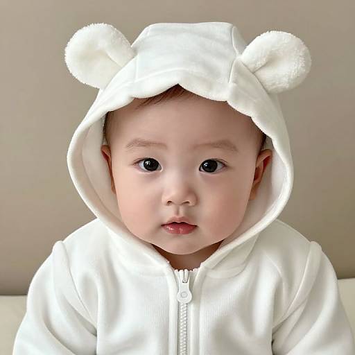 Adorable Baby in Bear Hoodie