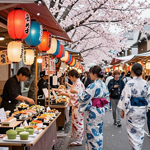 Vibrant Japanese Festival Street Market