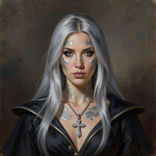 Mystical Silver-Haired Woman Portrait