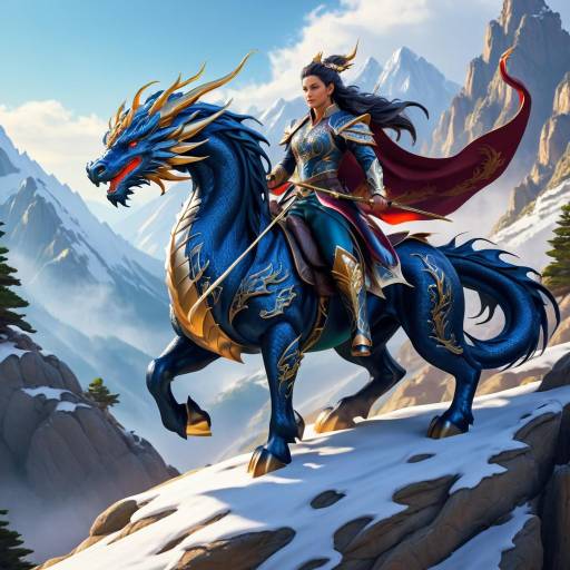 Majestic Dragon Rider in Mountainous Landscape