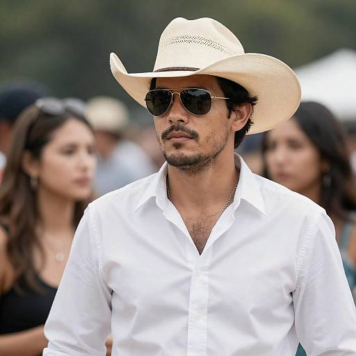 Outdoor Man in Button-Up Shirt and Hat
