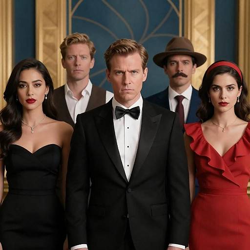 Elegant Group Portrait with Dynamic Expressions