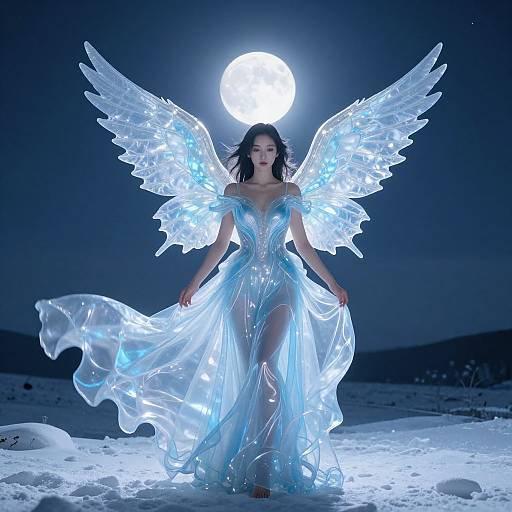 Ethereal Woman with Translucent Wings
