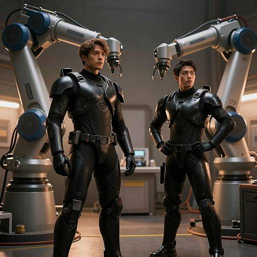 Futuristic Armor in High-Tech Lab