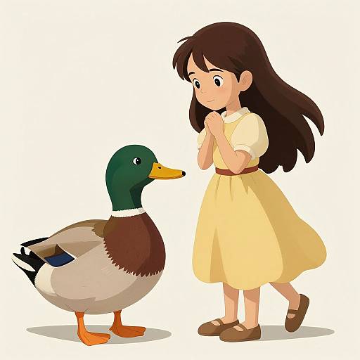 Studio Ghibli Mallard Encouraging Girl