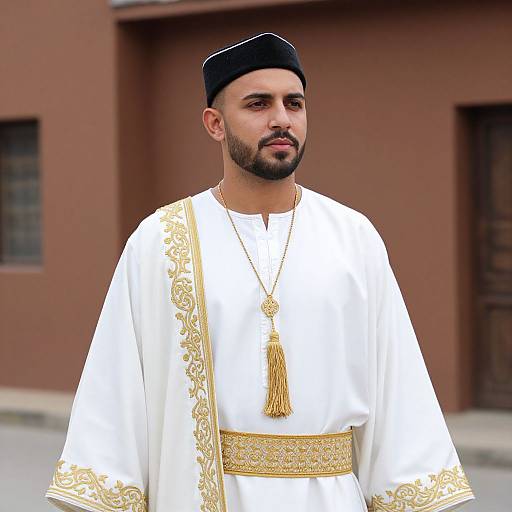 Bearded Man in Embroidered Robe