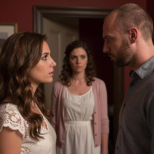 Tense Encounter in Dimly Lit Room