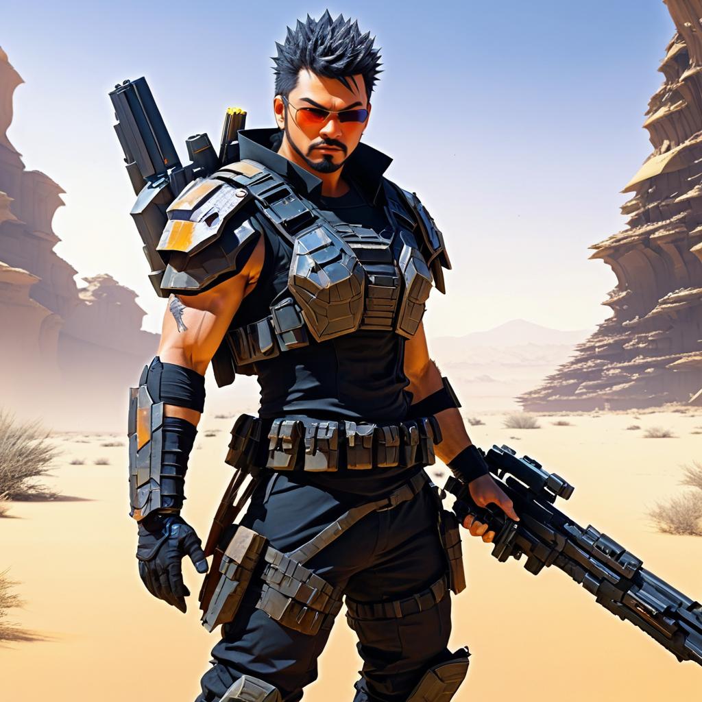 Ruthless Bounty Hunter in Desert Wasteland