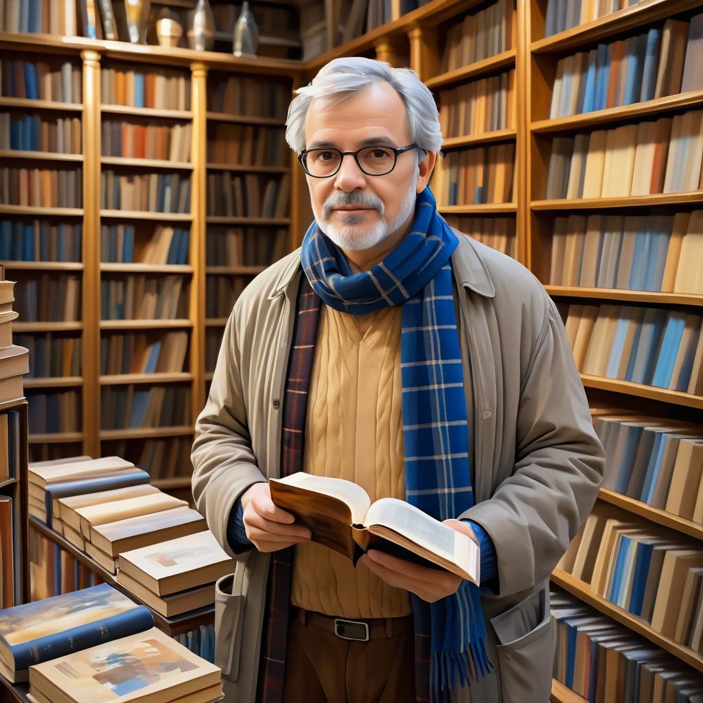 Realistic Portrait of a Bookstore Man