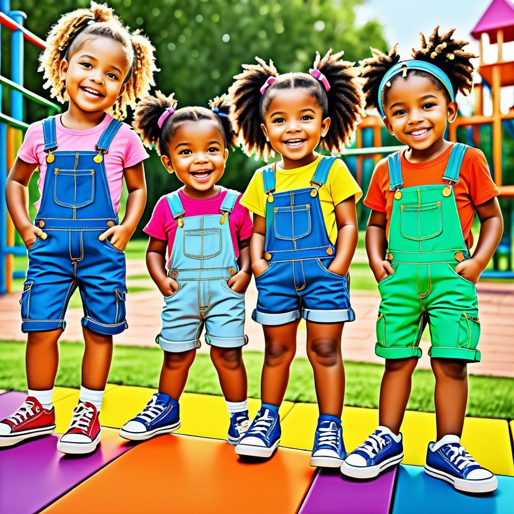 Energetic Children in Vibrant Playground Scene