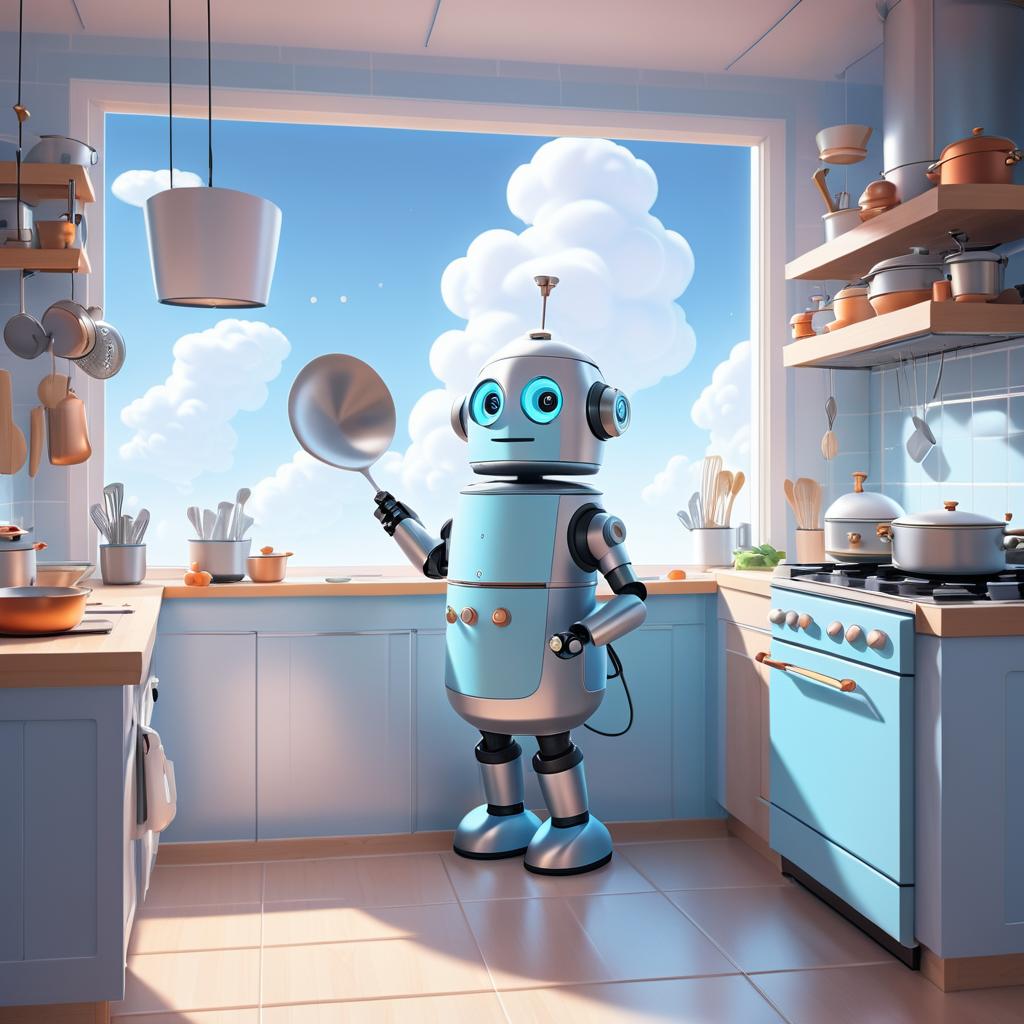 Playful Robot Chef in Whimsical Kitchen