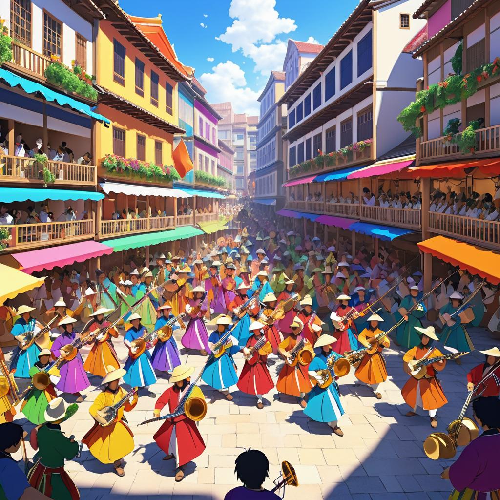 Vibrant Festival Band in Anime Style