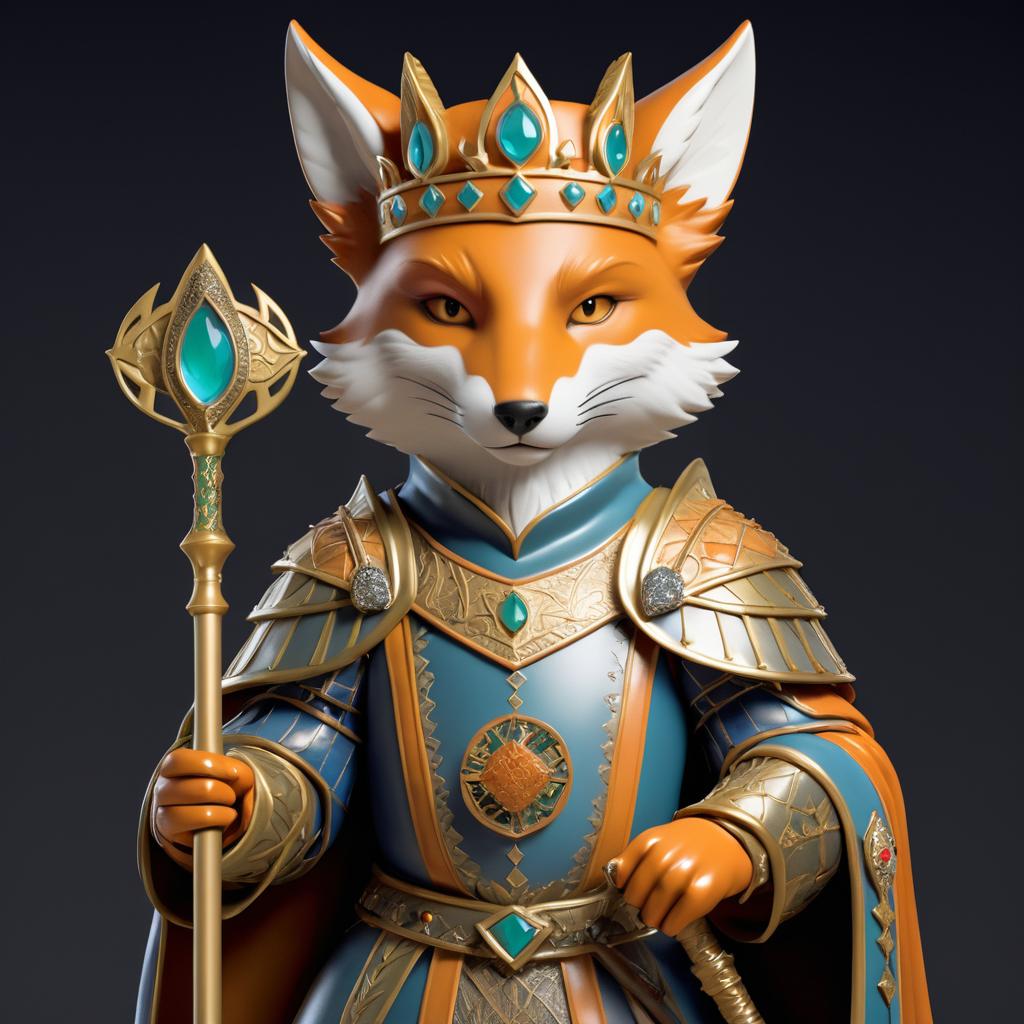 Majestic Fox King in Ornate Armor