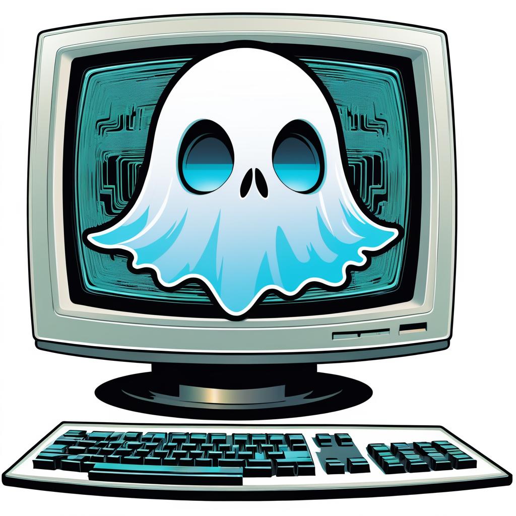 Detailed Ghost on CRT Monitor Sticker