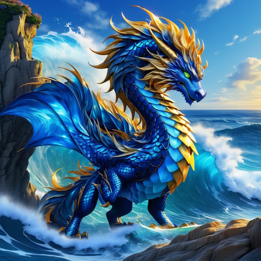 Majestic Water Element Dragon Portrait