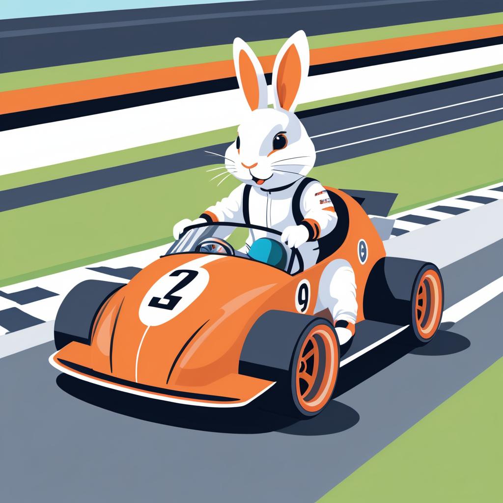 Humorous Racing Rabbit on the Track