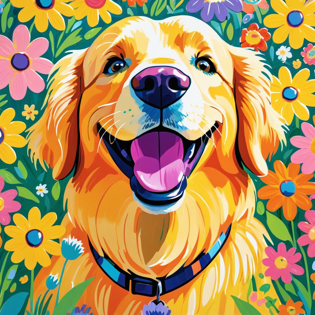 Vibrant Pop Art Golden Retriever Portrait