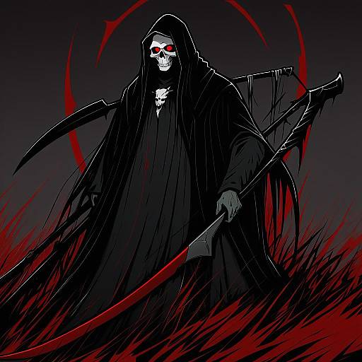 Illustration of Grim reaper, original in the style of Jonylaser