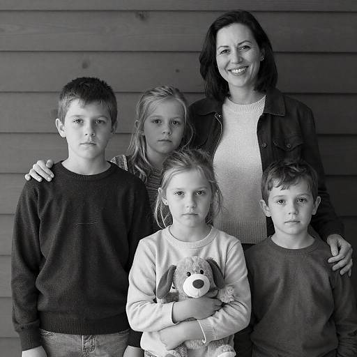 Candid Family Portrait in Black and White