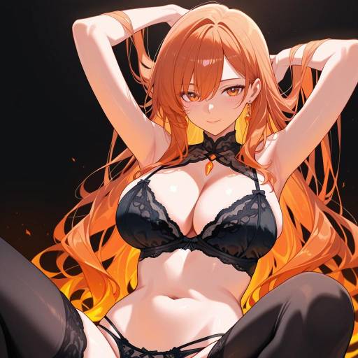 Radiant Woman in Black Lingerie