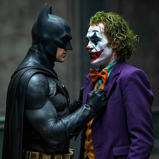 Batman Confronts Joker in Dim Light