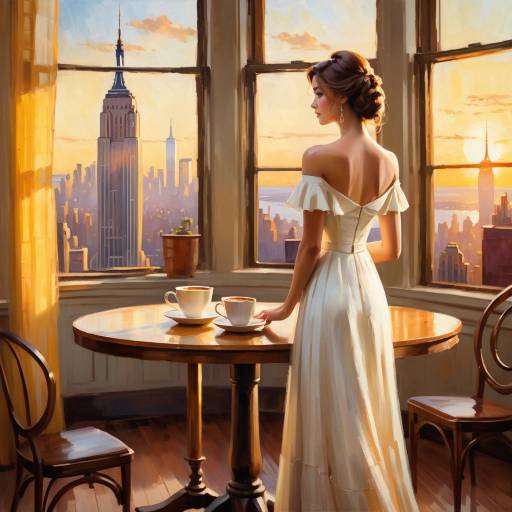 Woman in White Dress at Sunset