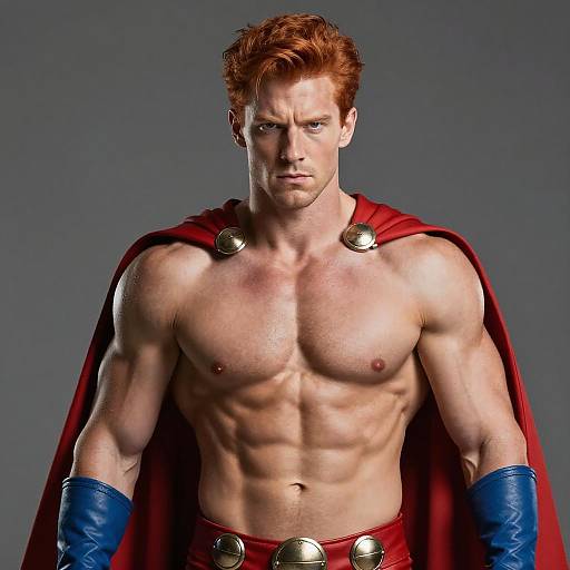 Heroic Superhero with Striking Red Hair
