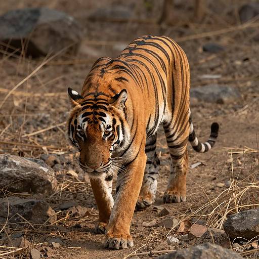 Majestic Bengal Tiger in Rocky Forest
