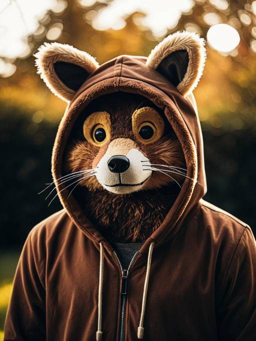 Person in Realistic Rigby Costume Hoodie