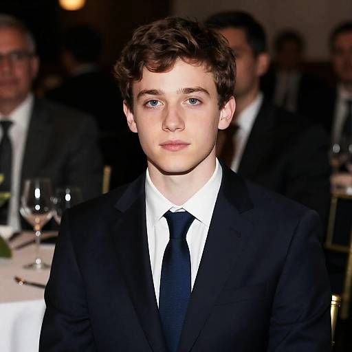 Young Man in Suit at Dimly Lit Table