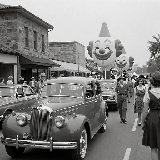 1940s Street Parade in Black and White