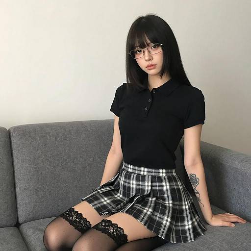 Young Woman with Glasses and Tattoo