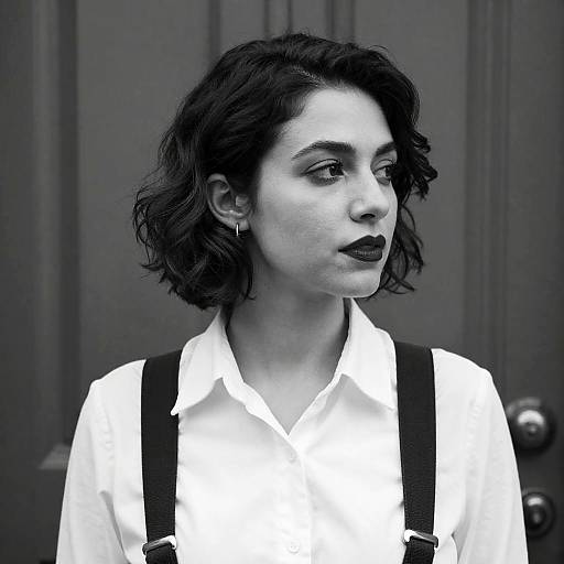 Stylish Woman in Black and White Portrait