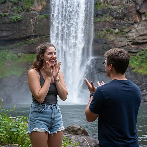 Joyful Proposal at Minnehaha Falls
