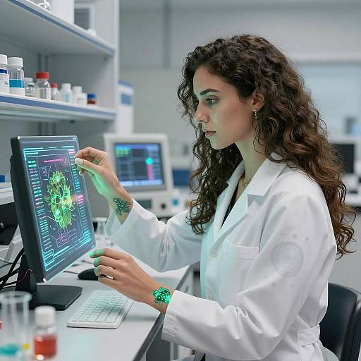Futuristic Geneticist in High-Tech Lab