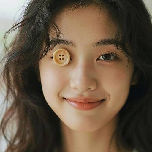 Close-Up Portrait of Girl with Button Nose