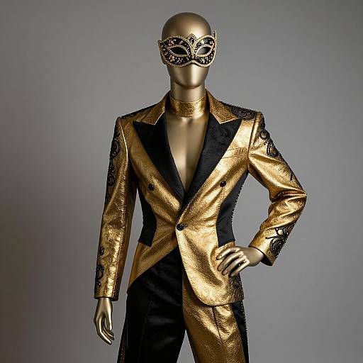 Elegant Gold and Black Masked Mannequin