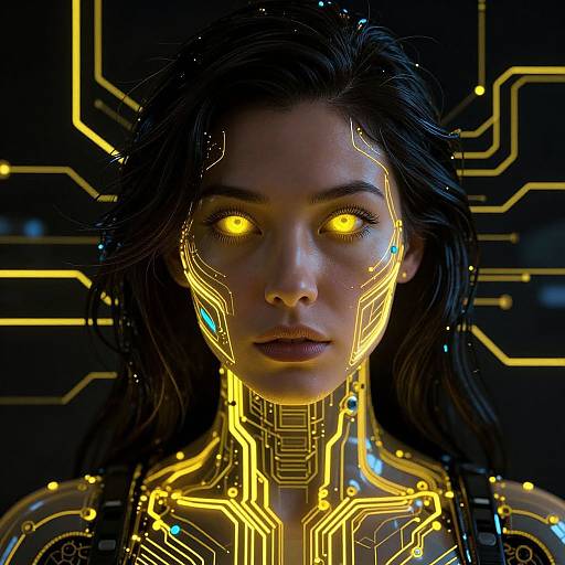 Futuristic Woman with Glowing Circuits