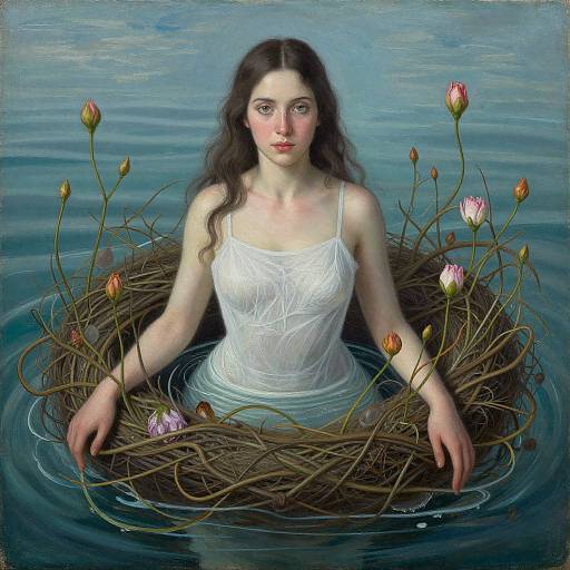 Surreal Woman Emerging from Water