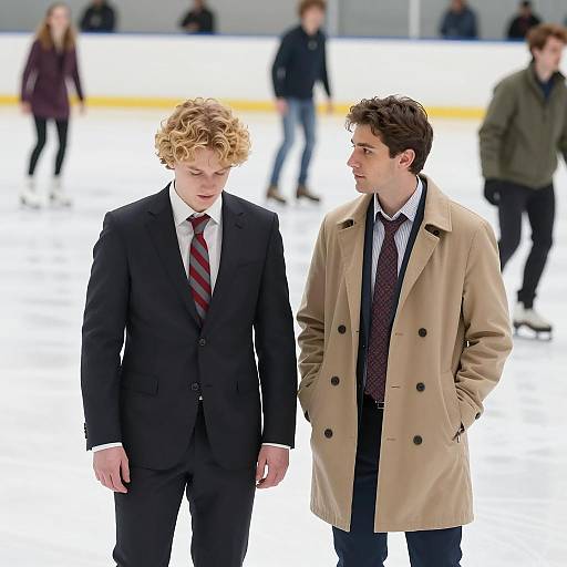 Men on Ice Rink: Distinct Styles and Views