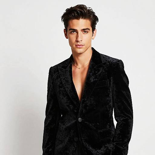 Confident Man in Black Velvet Jacket