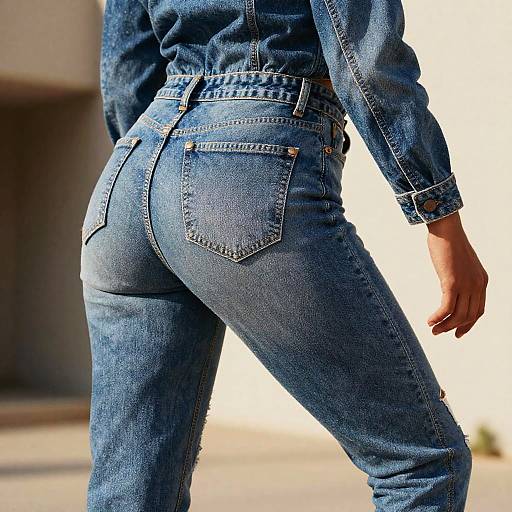 Dynamic Streetwear with Detailed Denim